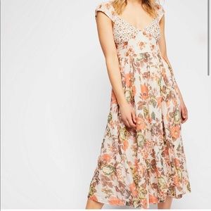 EUC Free People Love You Midi Dress Ivory Floral